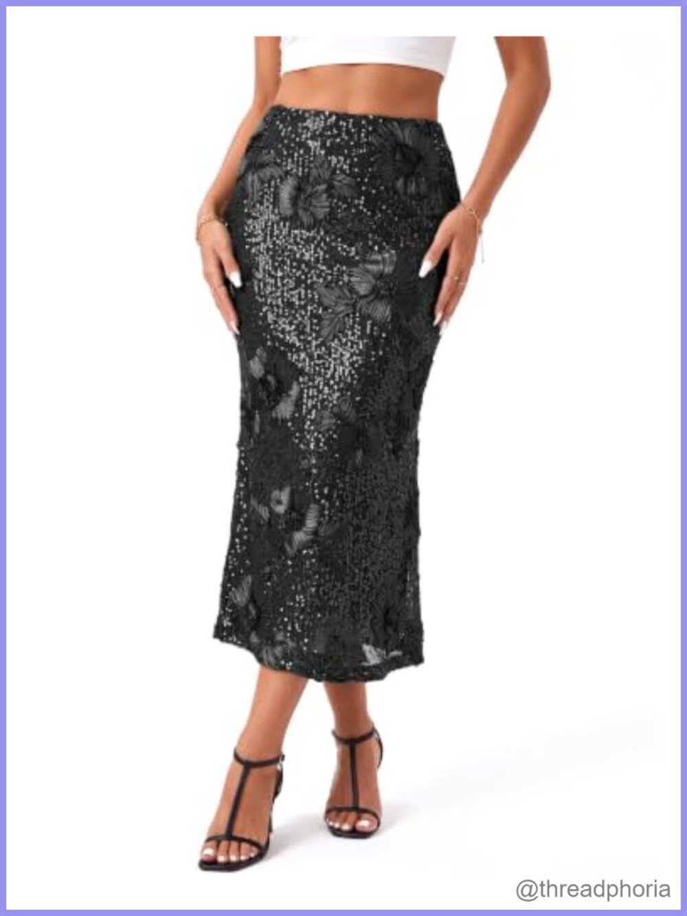 Sequin Midi Pencil Skirt High Waist Bodycon Cocktail Party